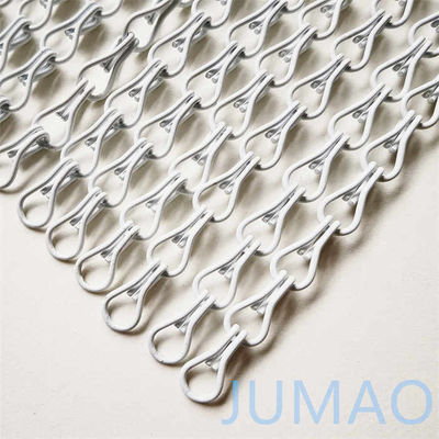 Arsitektur Metal Chain Link Screen Curtain Walls Untuk Pintu Putih