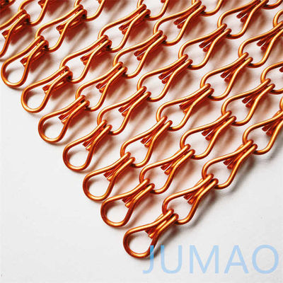 Commercial Orange Chain Link Fly Curtain Fence Layar jendela bergelombang