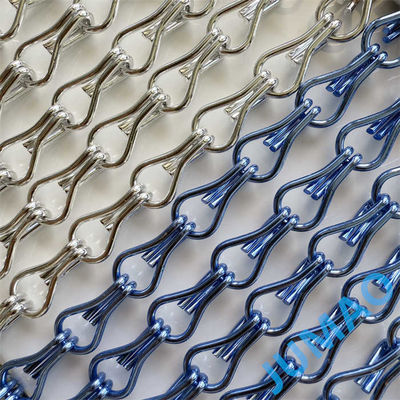 Space Divider Metal Chain Link Tirai Fly Screen melengkung dan bergelombang